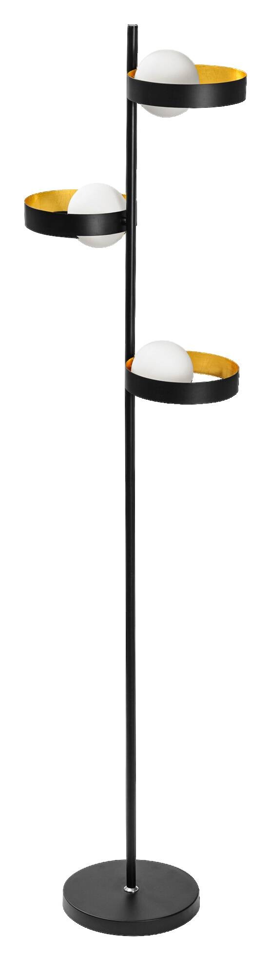 LEDVANCE Stehleuchte Memphis schwarz gold weiß Metall Glas H/D: ca. 148x38,8 cm G9 3 Brennstellen