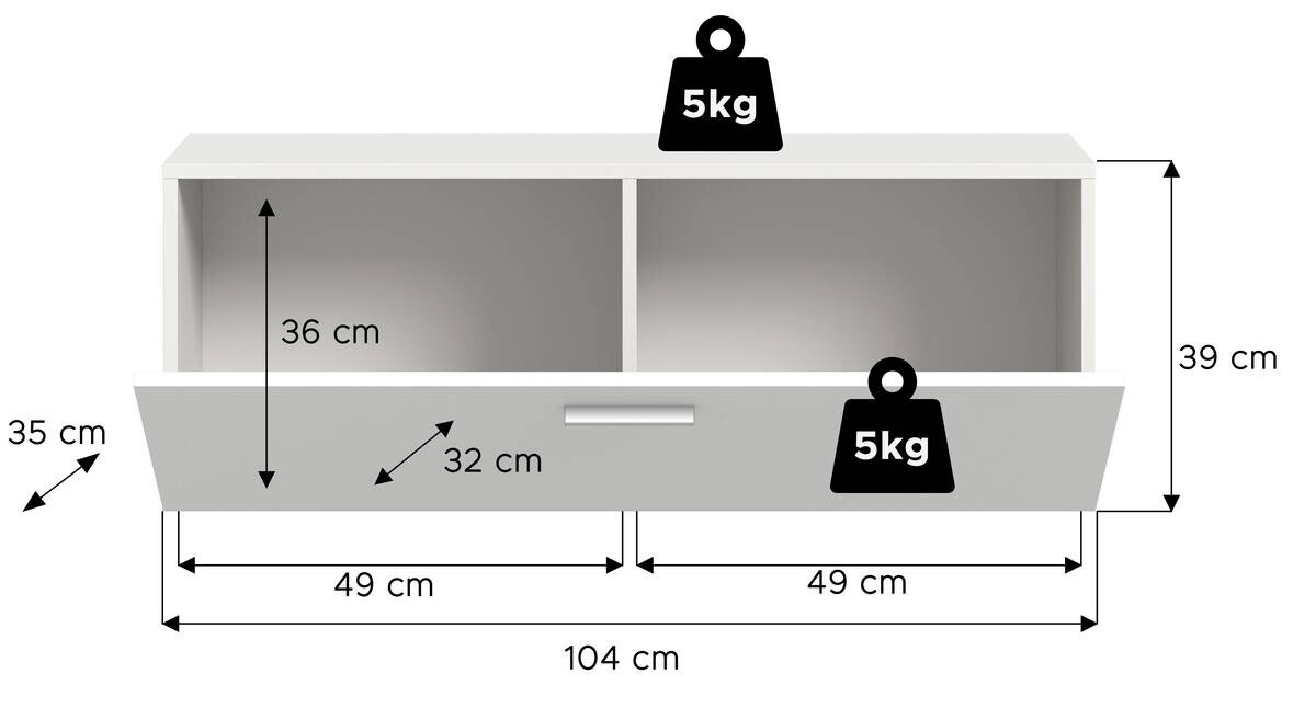 Garderobenschrank VAGA weiß B/H/T: ca. 104x39x36 cm