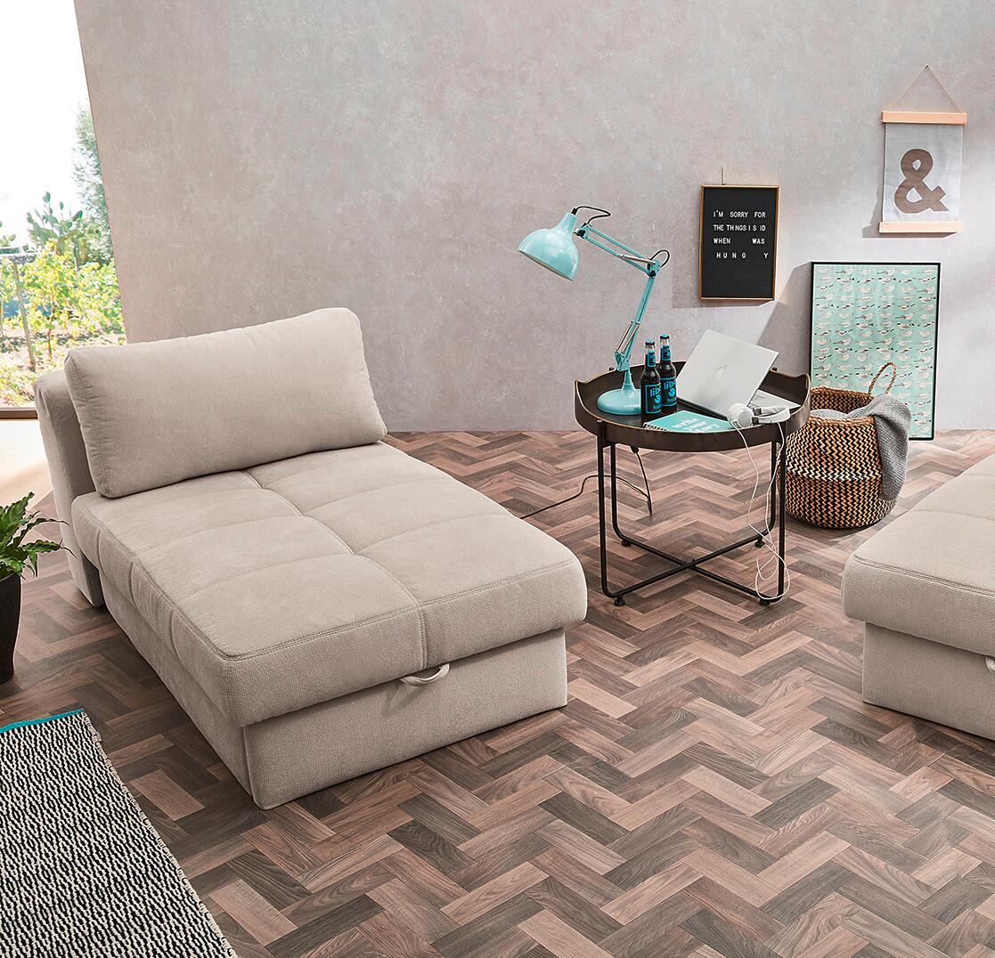 Recamiere beige Microfaser B/H/T: ca. 93x205x78 cm