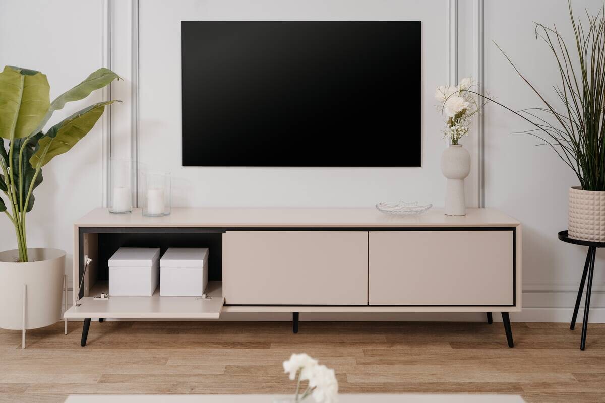 Lowboard Arona sand schwarz B/H/T: ca. 175x50x38 cm