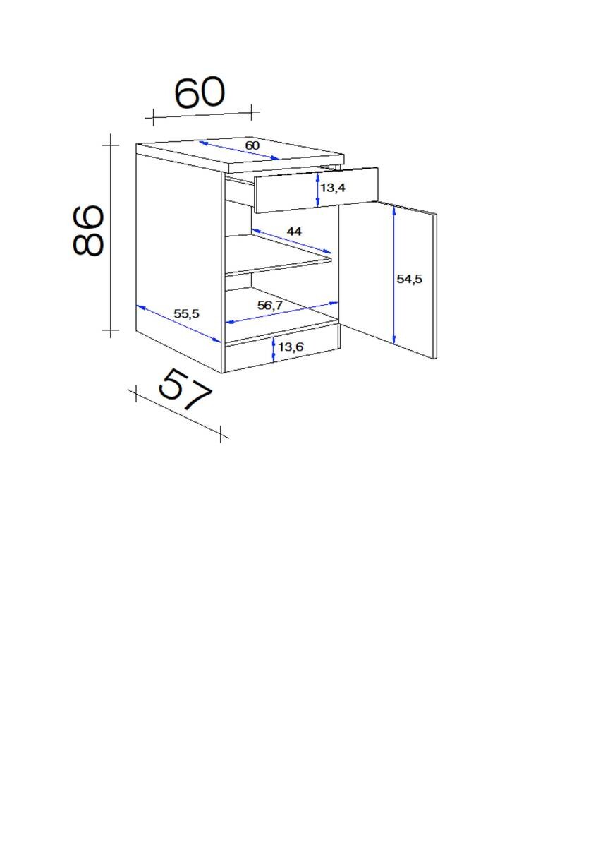 Unterschrank Valero weiß Hochglanz B/H/T: ca. 60x86x60 cm