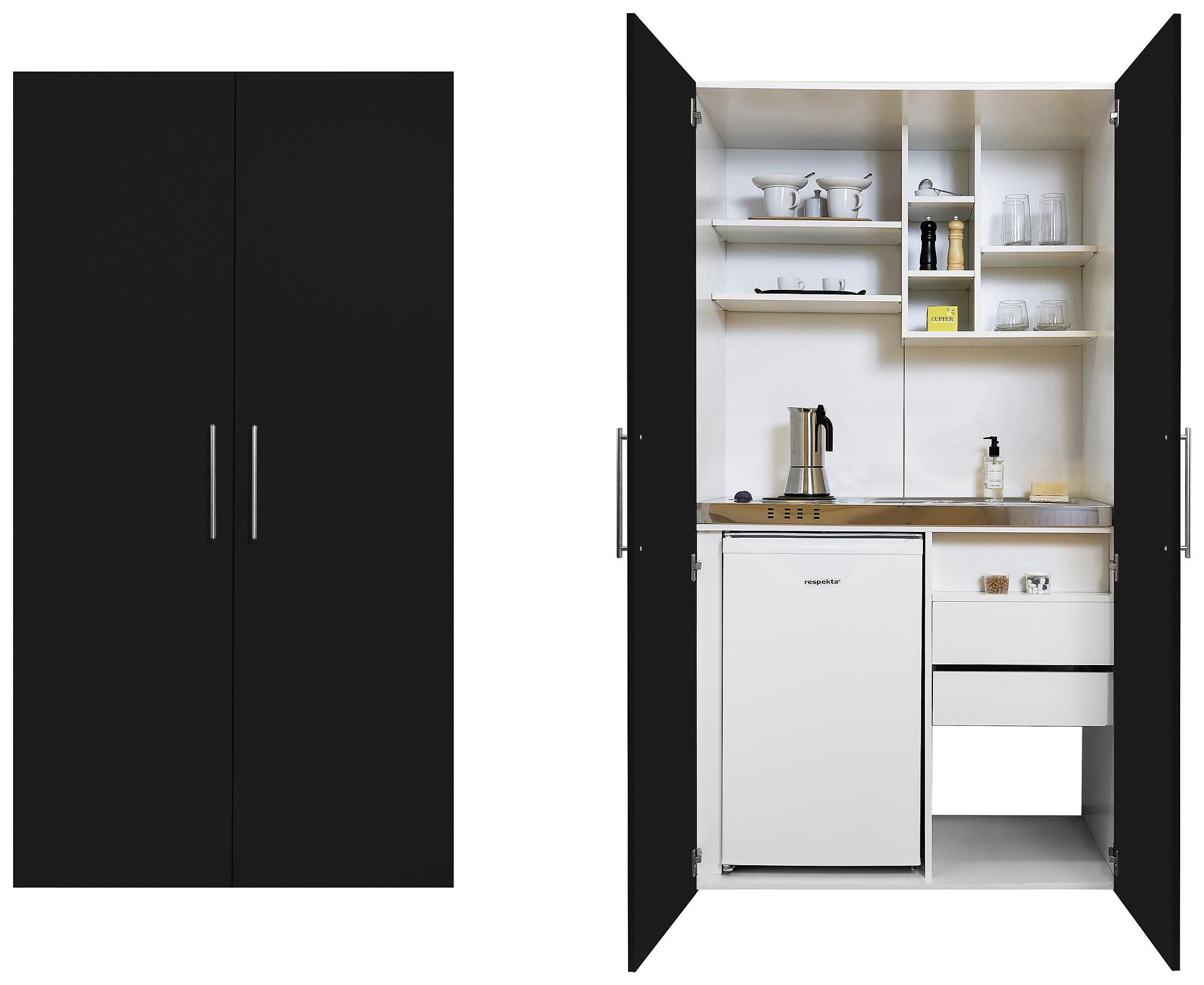 Respekta Schrankküche Economy schwarz matt B/H/T: ca. 104x193x67 cm
