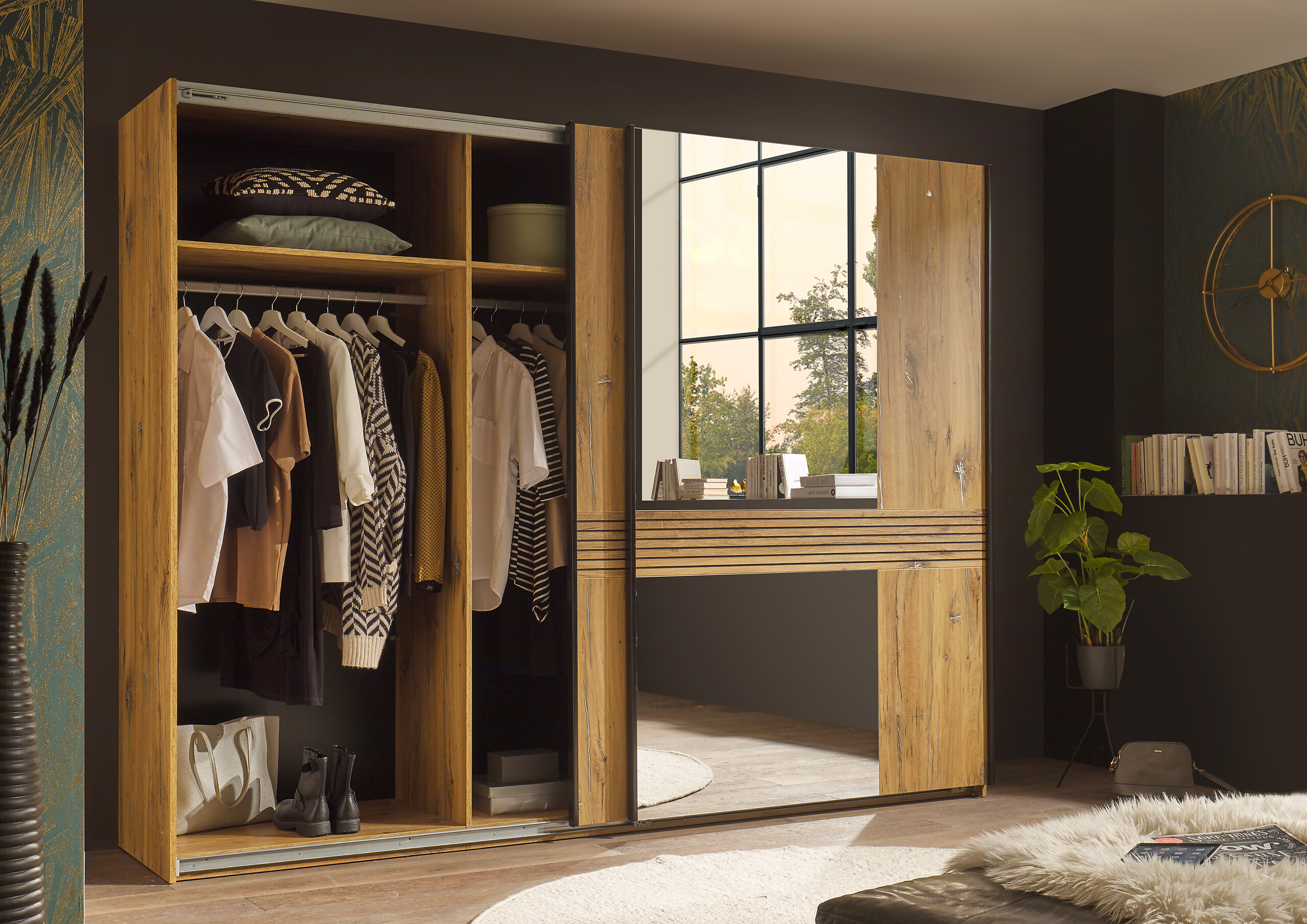 Schwebetürenschrank Trattino Oak B/H/T: ca. 270x210x61 cm