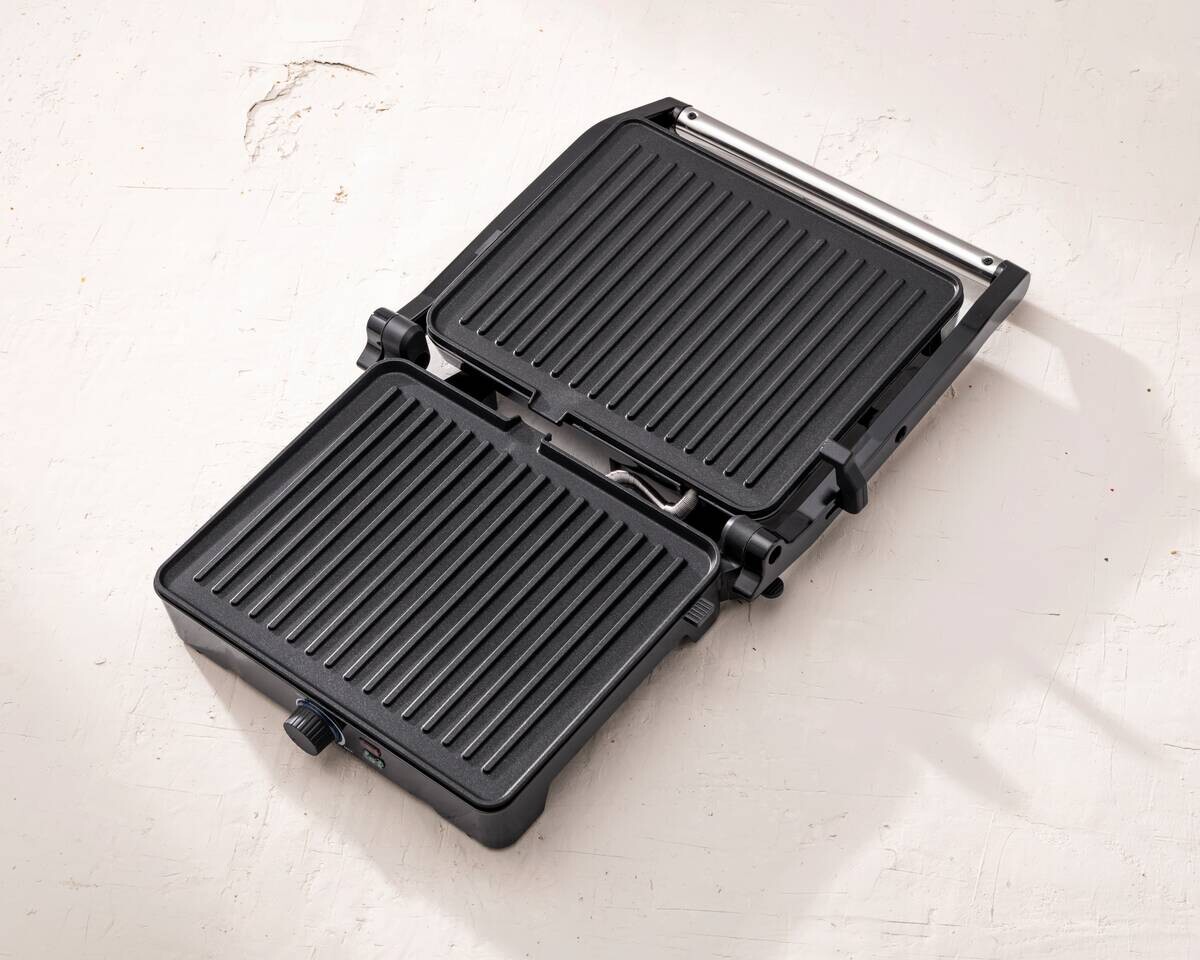 BERGNER Kontaktgrill silber B/H/L: ca. 15x37x38 cm