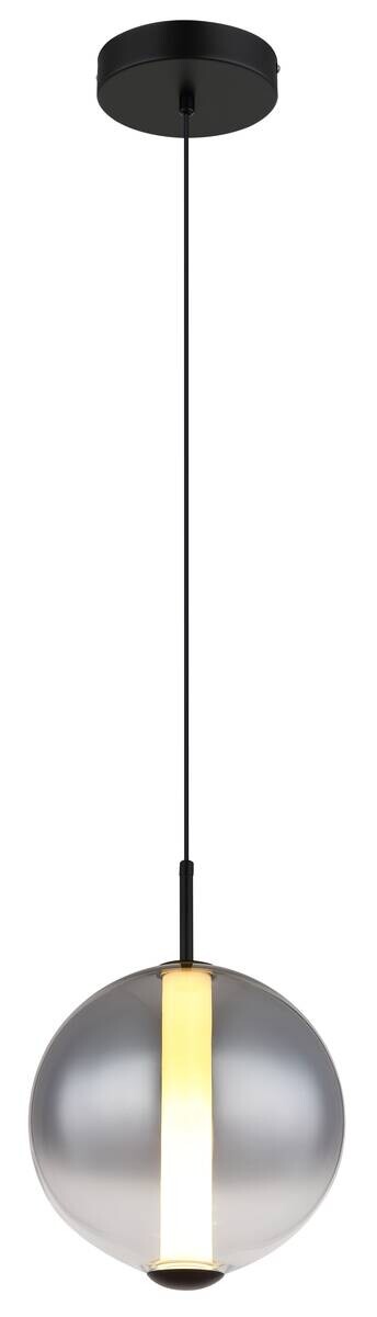 GLOBO Pendelleuchte Rauch mattschwarz Opal Metall Glas H/D: ca. 120x25 cm 1.0 Brennstellen