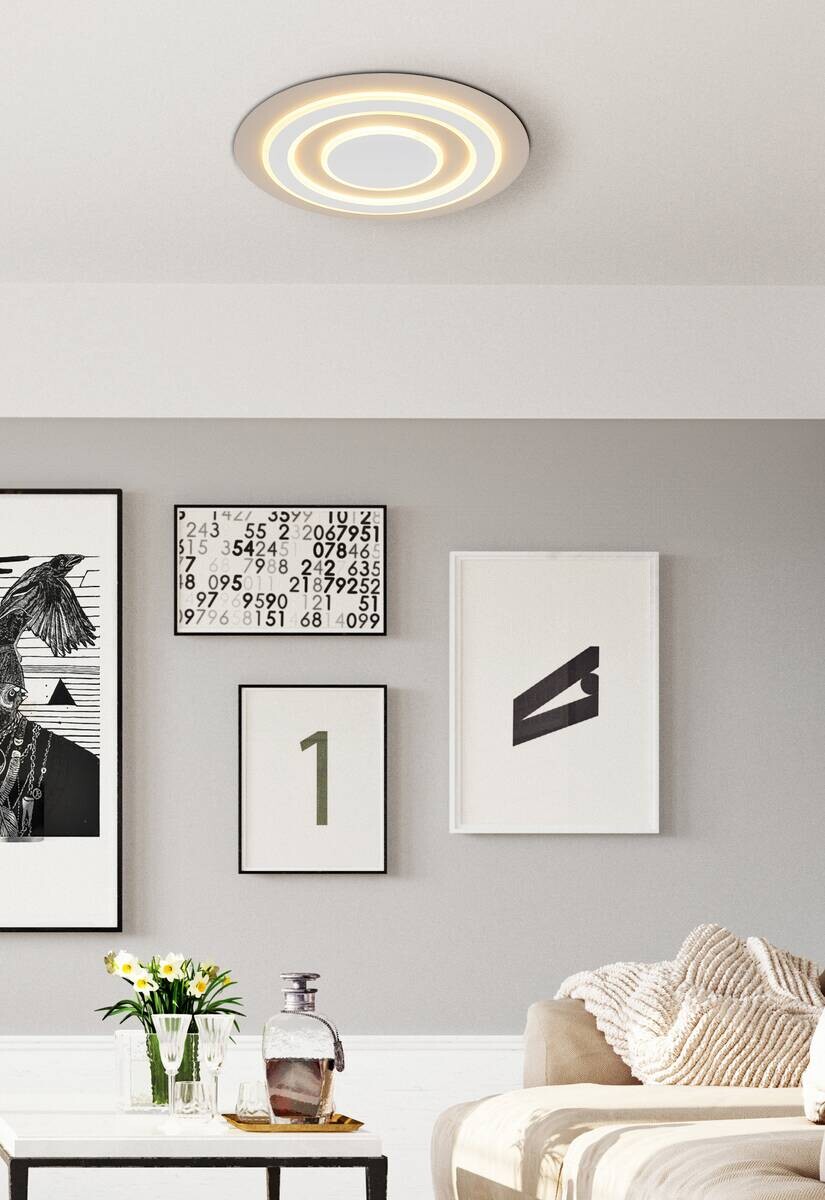 GLOBO Deckenleuchte weiß sand Opal Metall Acryl H/D: ca. 43x48 cm