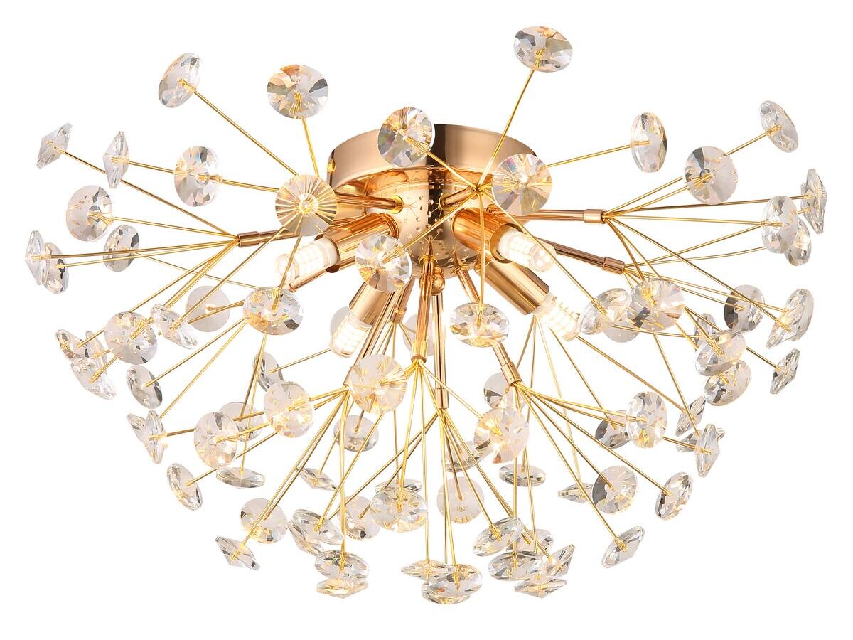 GLOBO LED-Deckenleuchte gold klar Metall H/D: ca. 25x45 cm 4 Brennstellen