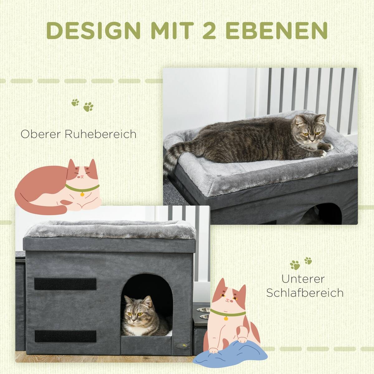 PawHut Katzen-Zubehör grau Edelstahl B/H/L: ca. 50x70x51,5 cm