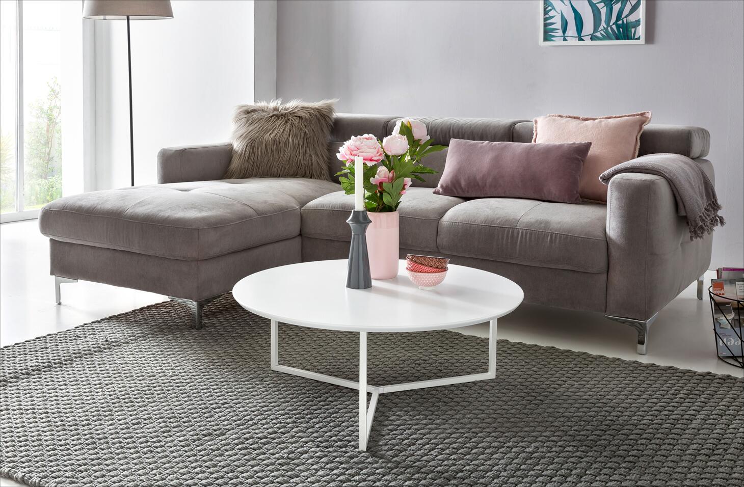 Wohnling Couchtisch weiß weiß MDF Metall B/H/T: ca. 80x33x80 cm