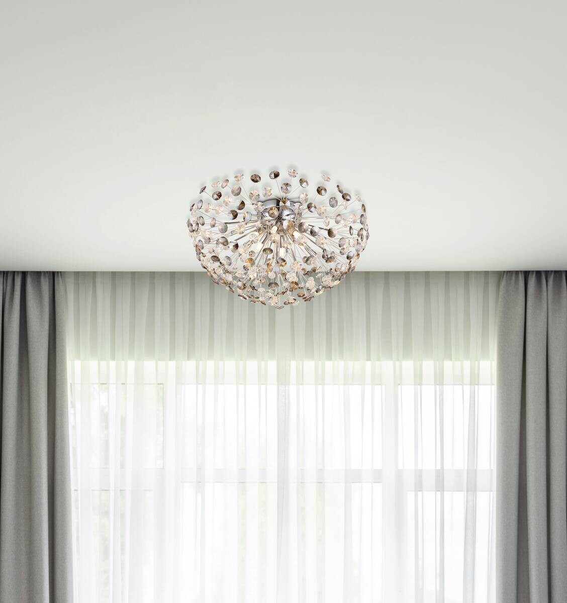 GLOBO LED-Deckenleuchte Rauch Chrom Metall H/D: ca. 32,5x60 cm 6 Brennstellen