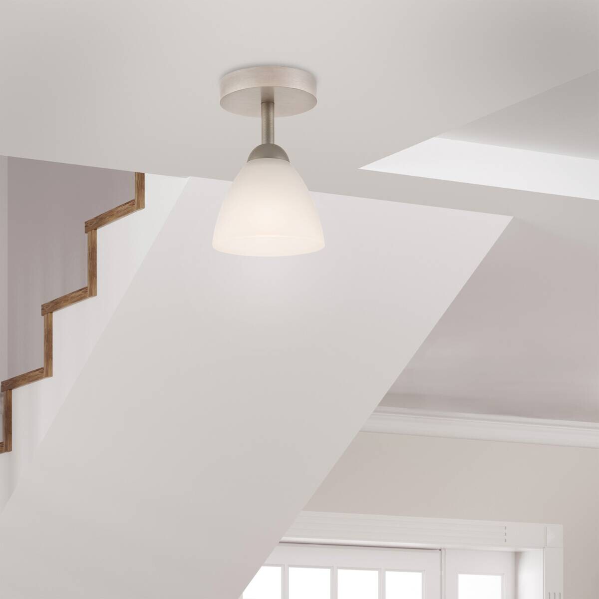 Lamkur Deckenleuchte weiß buche Holz Stahl Glas B/H/L: ca. 20x14x30 cm 1 Brennstellen