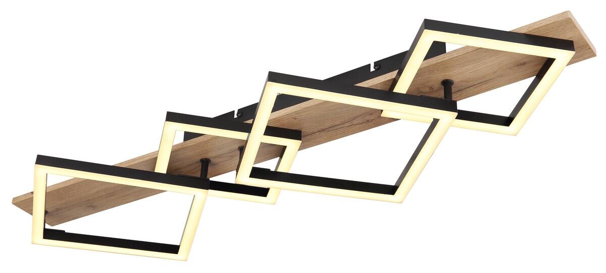 GLOBO LED-Deckenleuchte schwarz dunkelbraun Metall MDF Kunststoff B/H/T: ca. 31x8,5x82 cm
