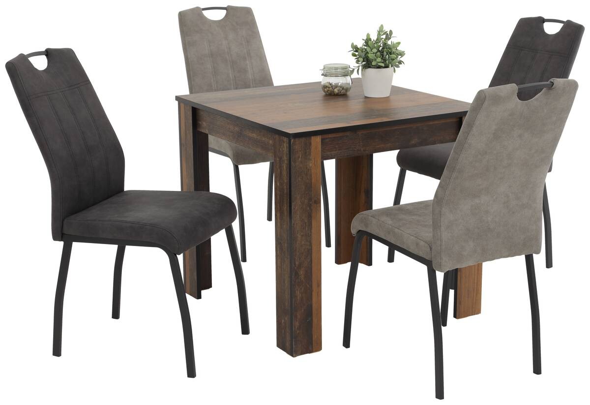 Stuhl 4er Set ELIF III anthrazit Vintage grau Microfaser Metall B/H/T: ca. 44x96x64 cm