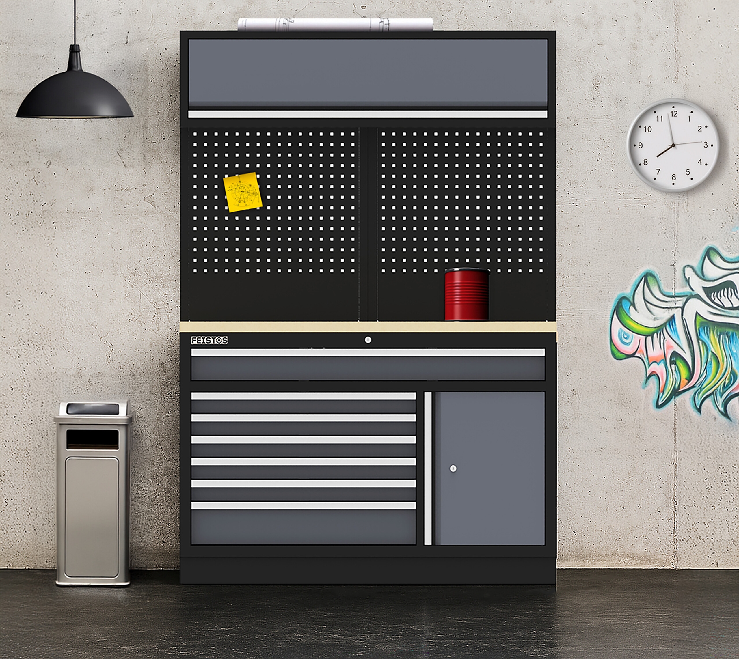 Werkstatteinrichtung Apollo schwarz B/H/L: ca. 136x200x46 cm