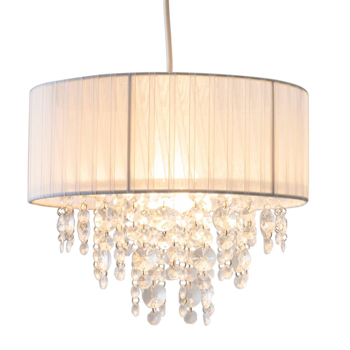 Näve Leuchten Pendelleuchte 6114923 weiß Textil Kunststoff Metall B/H/T: ca. 30x24x30 cm E27 1 Brennstellen