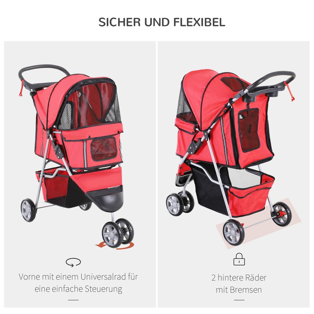 PawHut Hunde-Zubehör rot Polyester B/H/L: ca. 45x75x97 cm