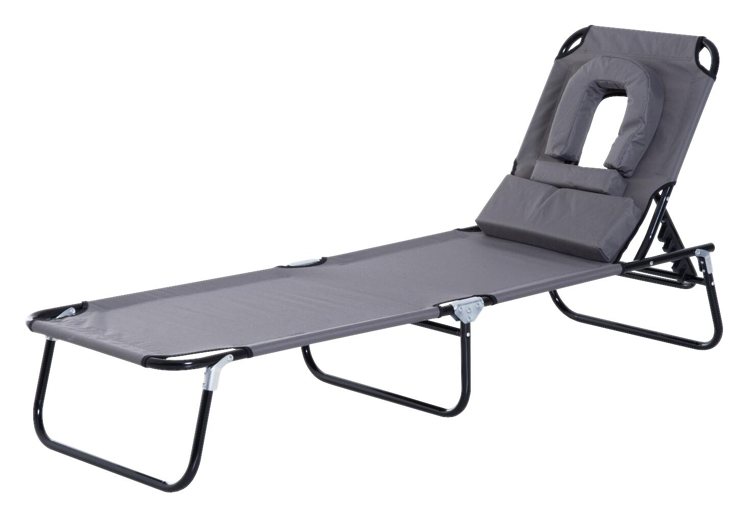 Outsunny Gartenliege grau Metall B/H/L: ca. 56x28x190 cm
