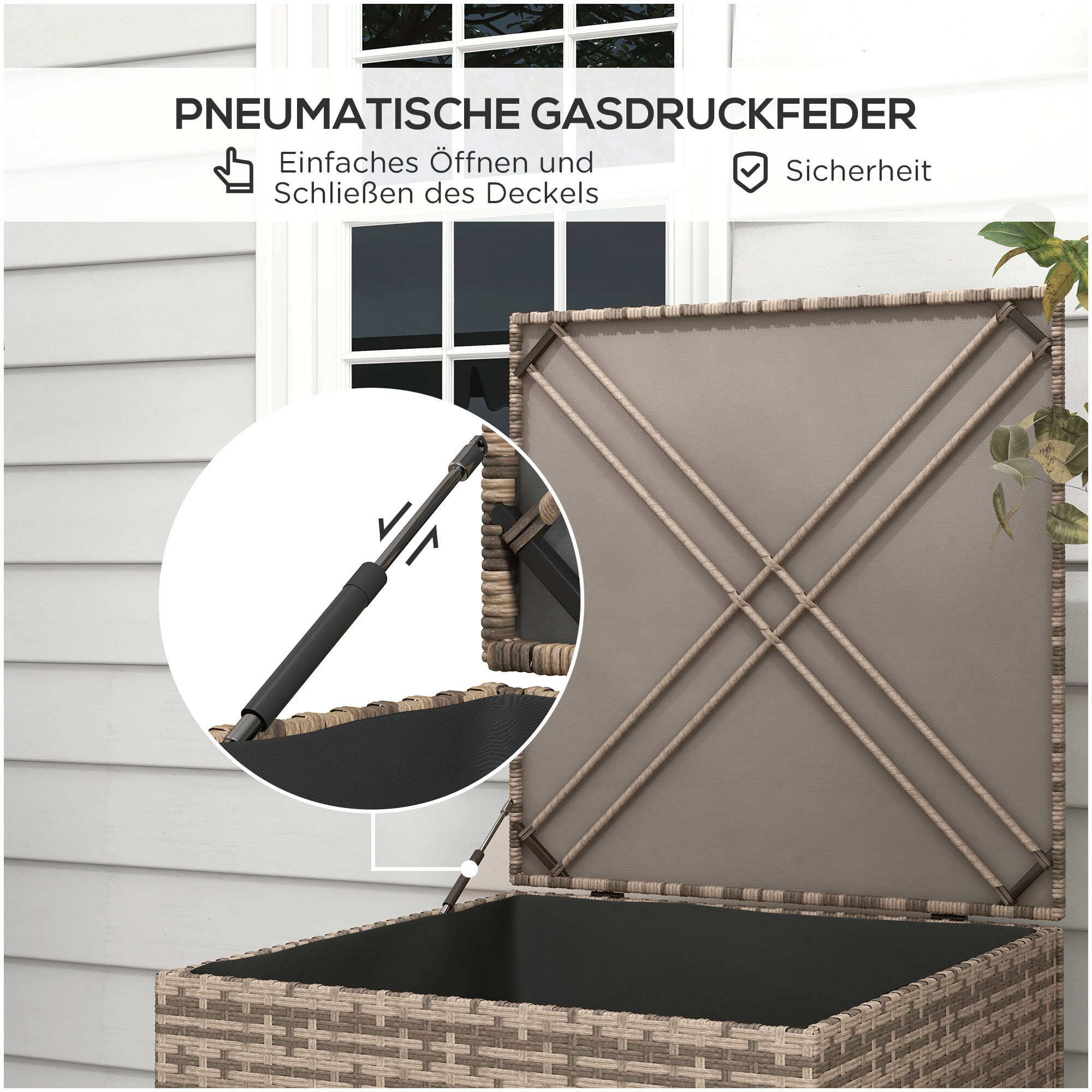 Outsunny Auflagenbox sand Polyrattan B/H/L: ca. 75x70x75 cm