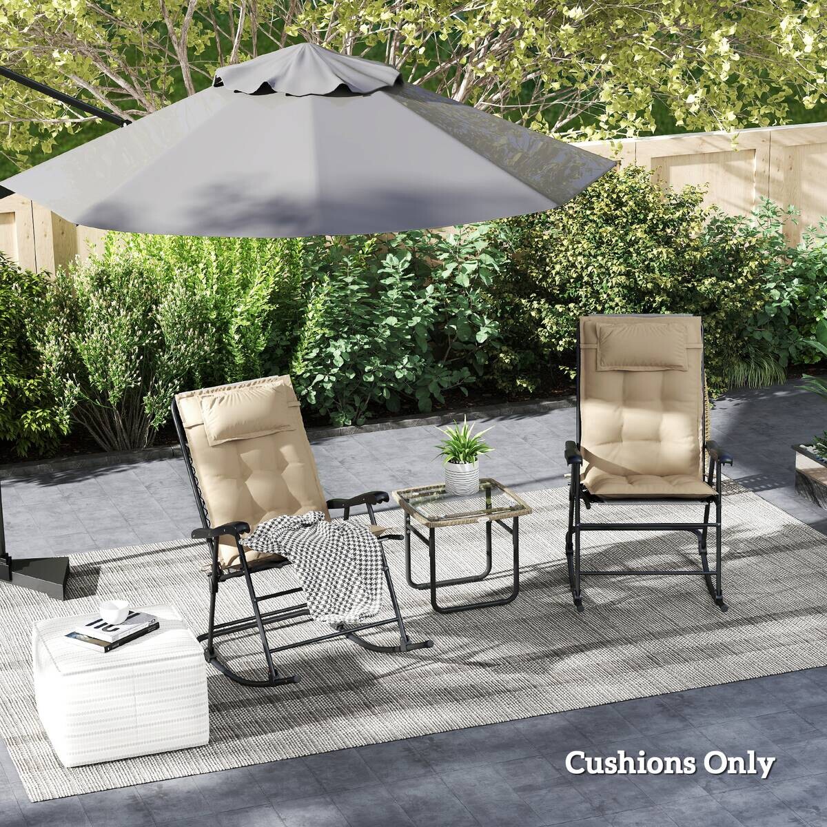 Outsunny Liegenauflage 2er Set beige Polyester B/H/L: ca. 50x5x116 cm