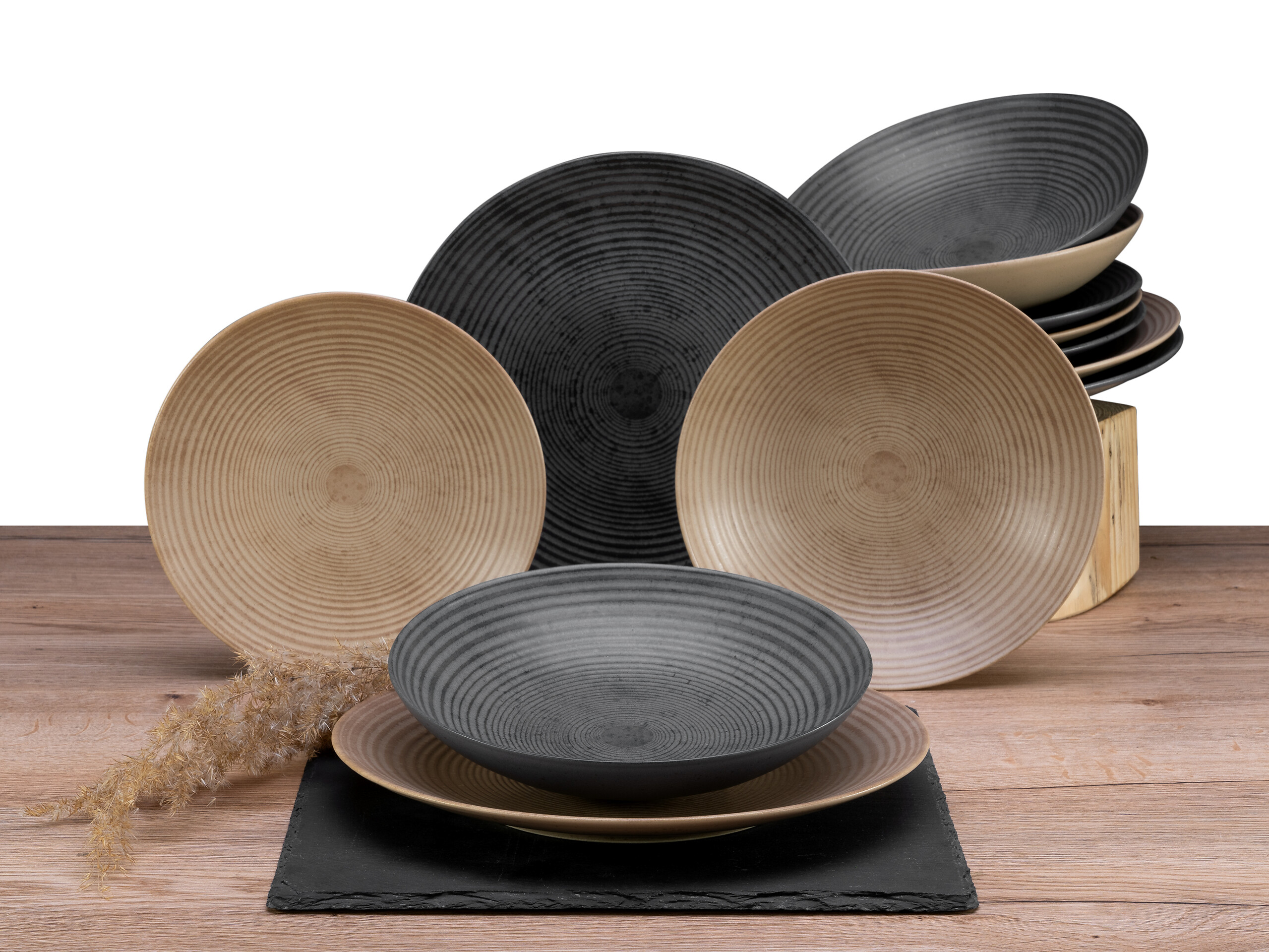 CreaTable Tafelservice Catania Mix anthrazit Steinzeug 12 tlg.