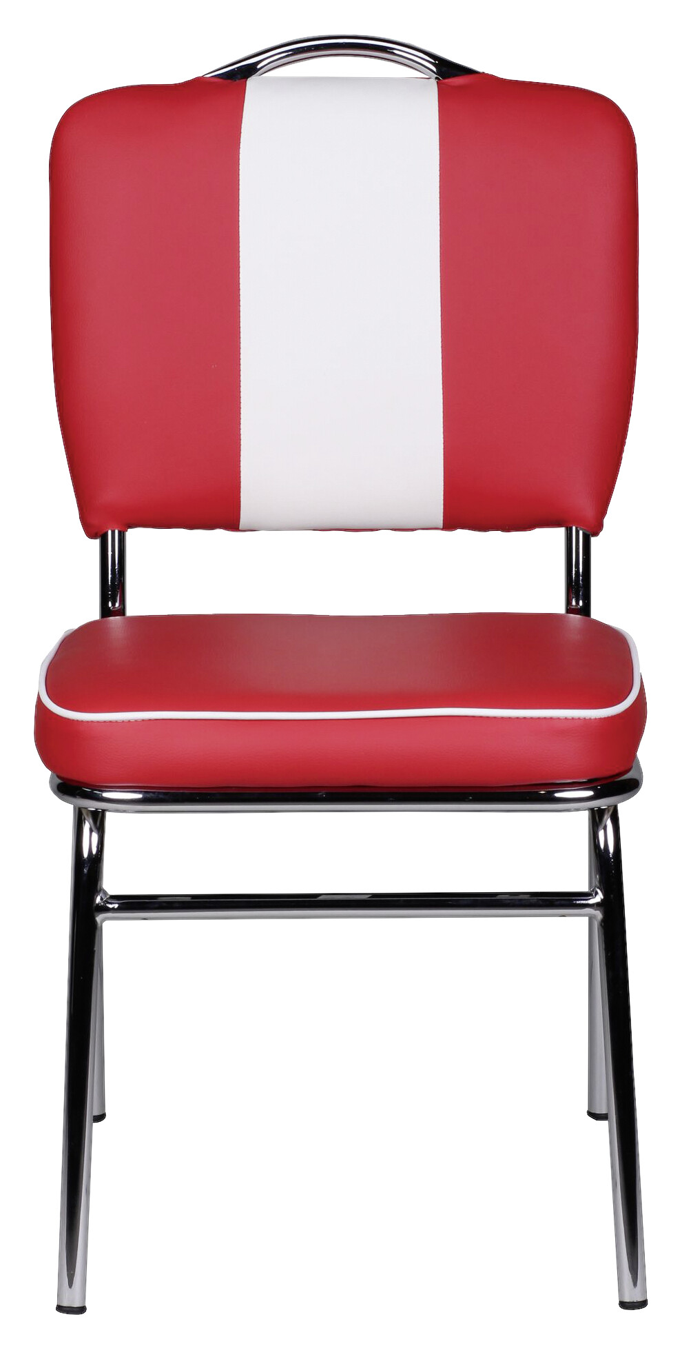 Stuhl rot weiß Chrom Kunstleder Kunstleder Metall B/H/T: ca. 47x90x45 cm