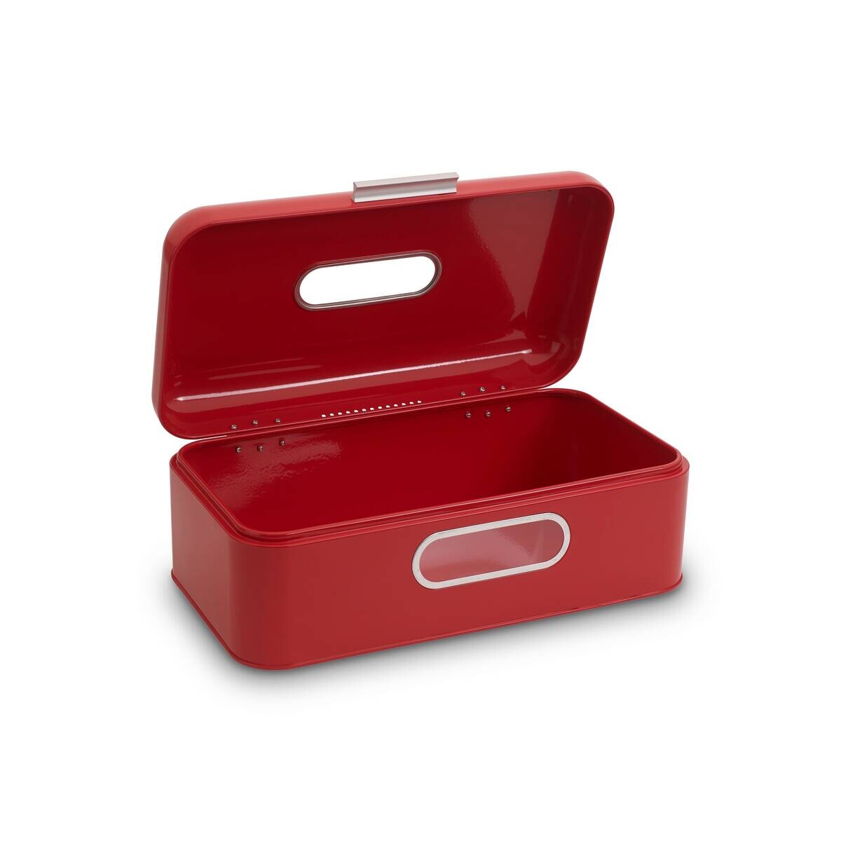 ECHTWERK Brotkasten Retro rot Metall B/H/L: ca. 23,8x17x42,5 cm