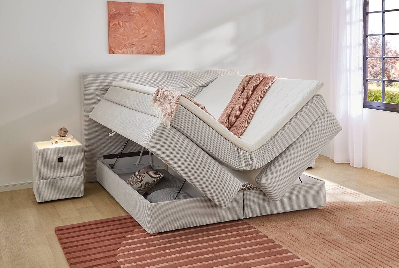 Boxspringbett  hellgrau Liegefläche B/L: ca. 180x200 cm