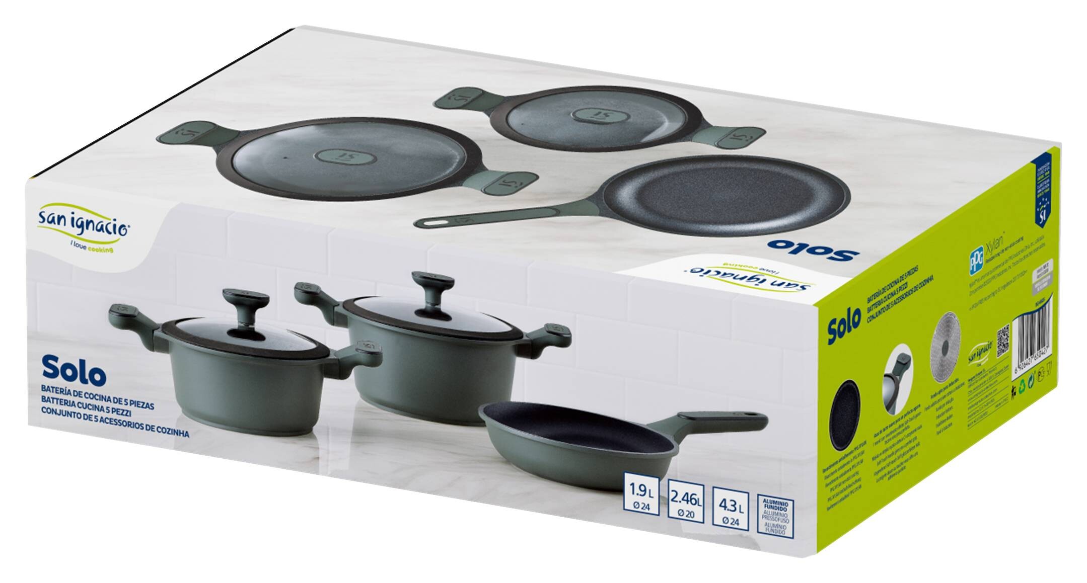 SAN IGNACIO Topfset Solo grün Aluguss 5 tlg.