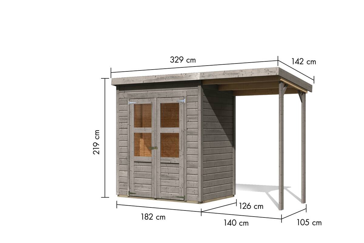 Karibu Gartenhaus Tony 0 grau B/H/T: ca. 182x219x126 cm