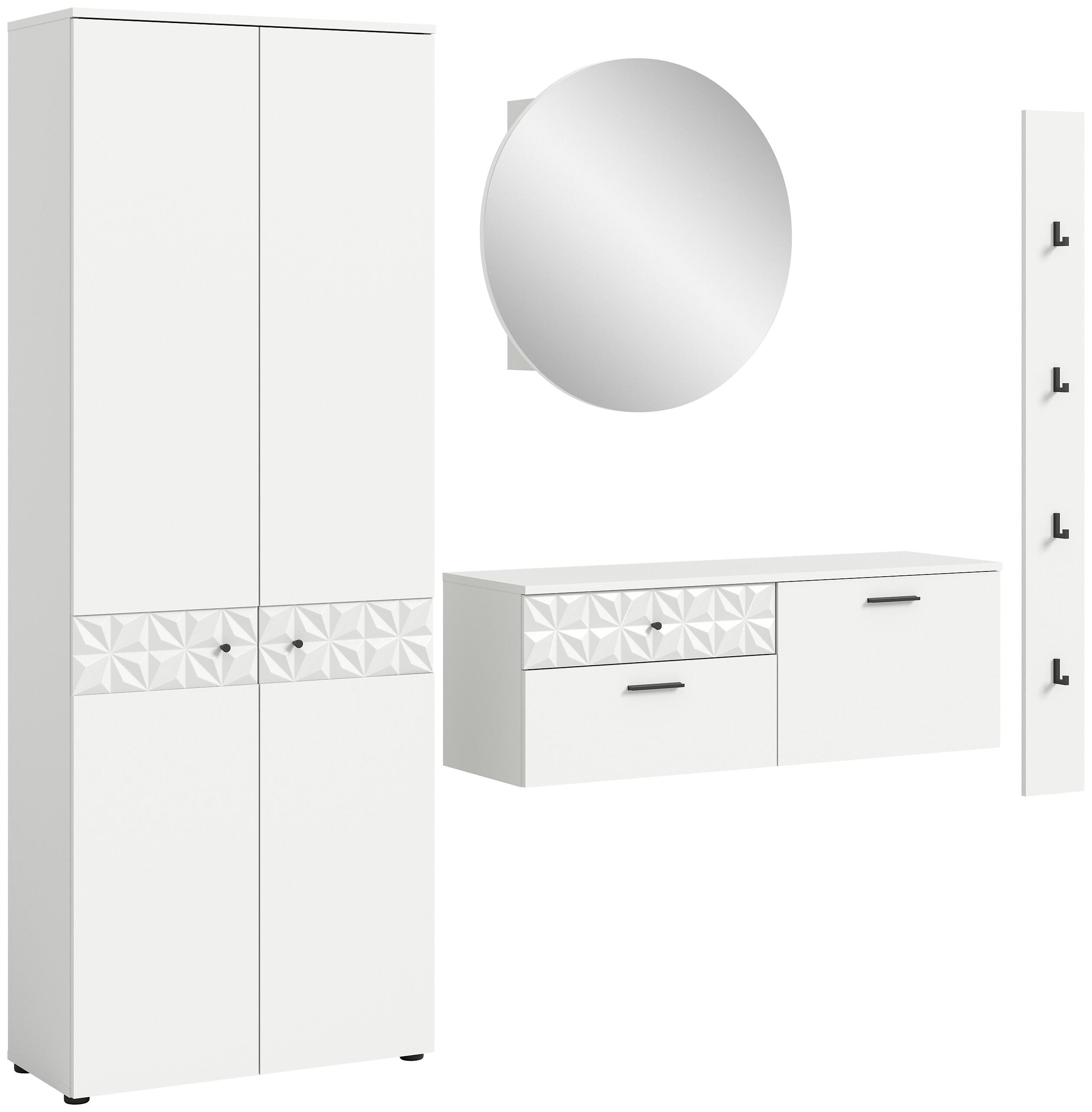 Garderobe Prisma weiß weiß Hochglanz B/H/T: ca. 226x192x34 cm