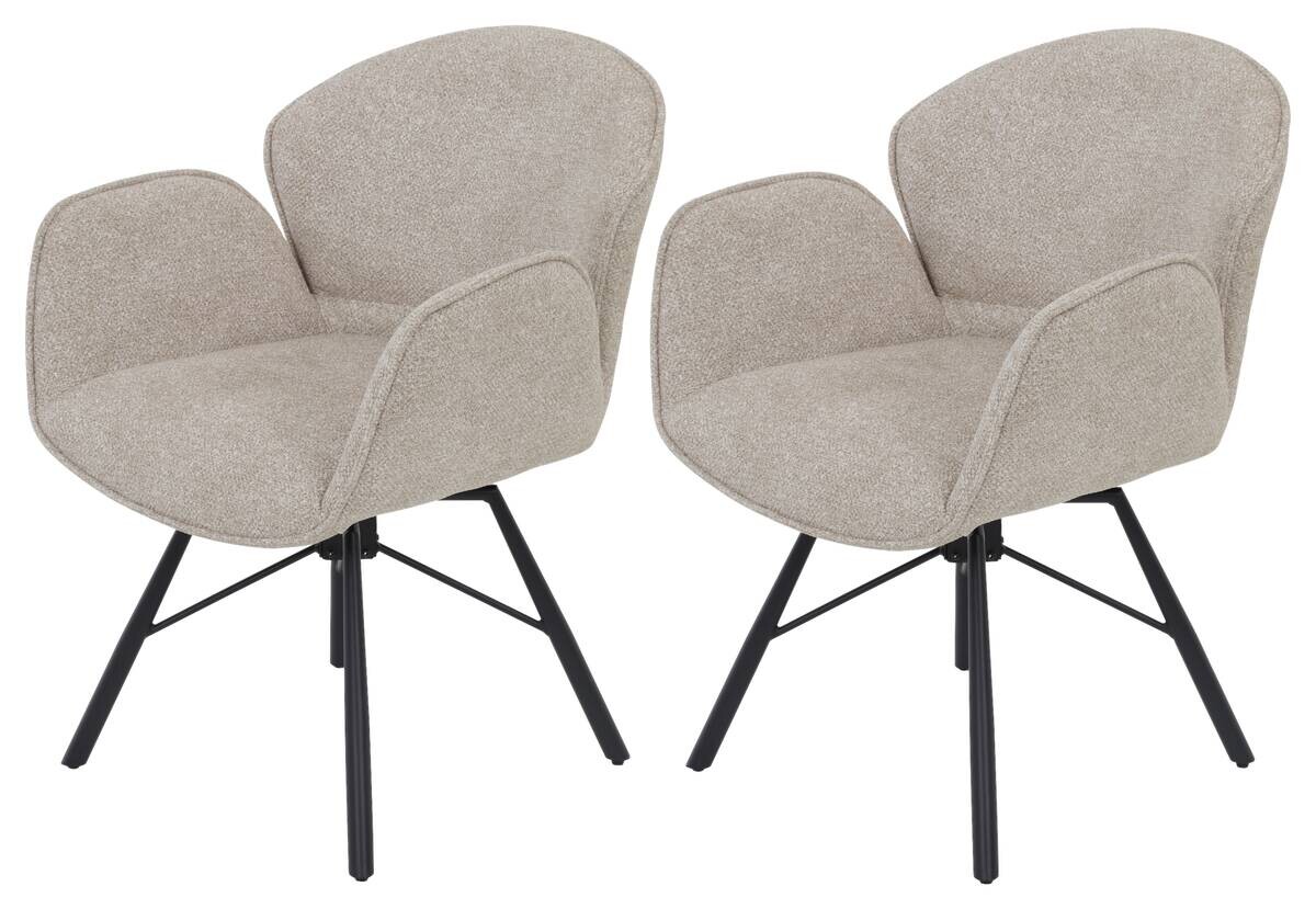 Sessel Bristol, 2er-Set beige Metall Microfaser B/H/T: ca. 62x83x66 cm