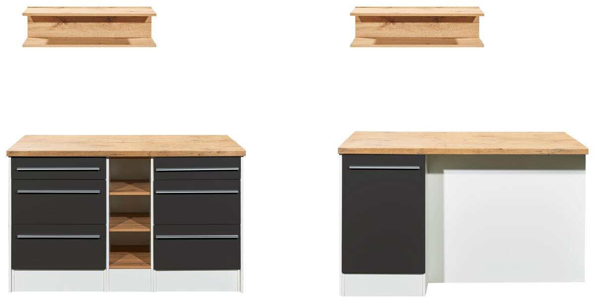 Respekta Inselküche Gabriel grau Hochglanz