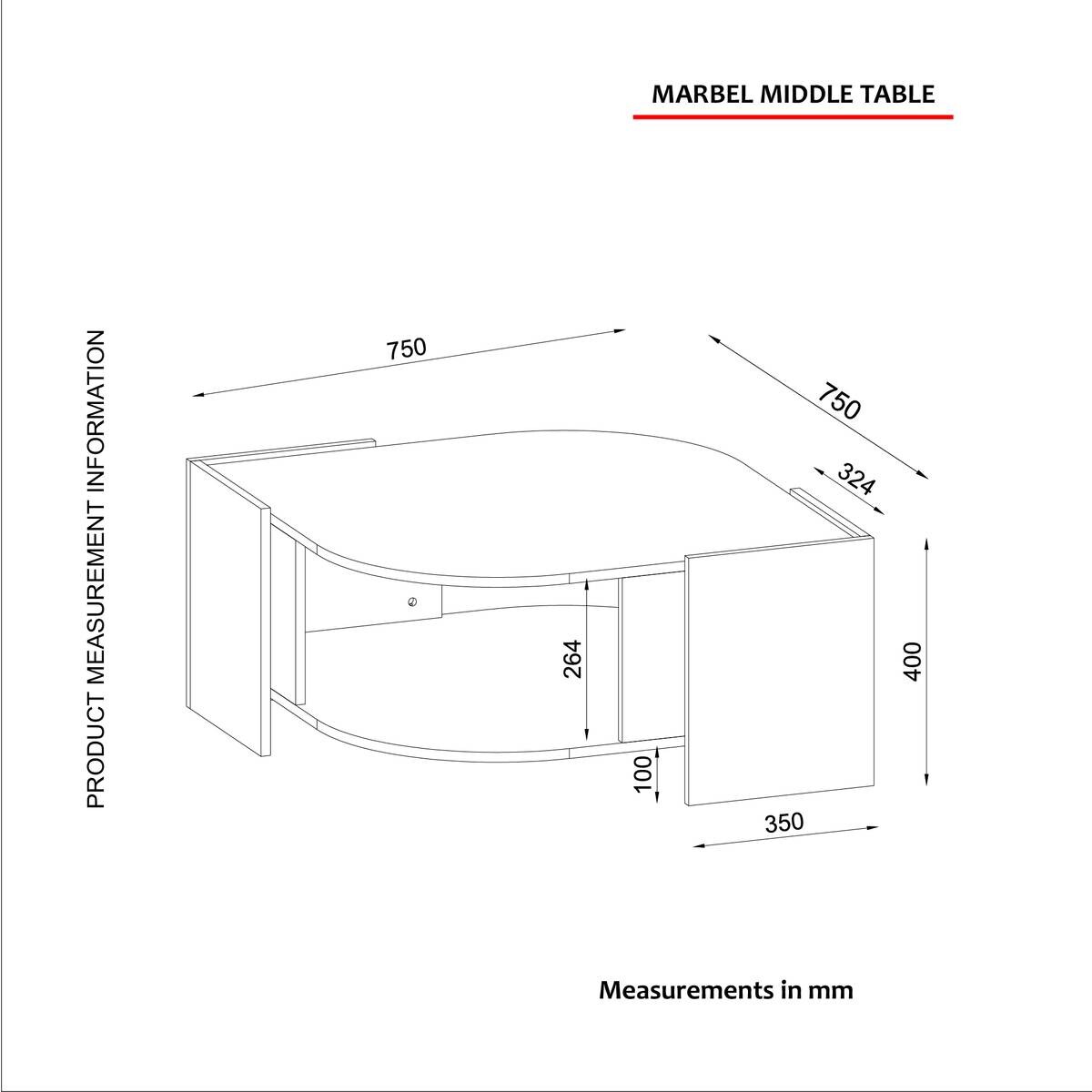 Couchtisch Marbel walnuss Nachbildung Marmoroptik B/H/T: ca. 75x40x75 cm