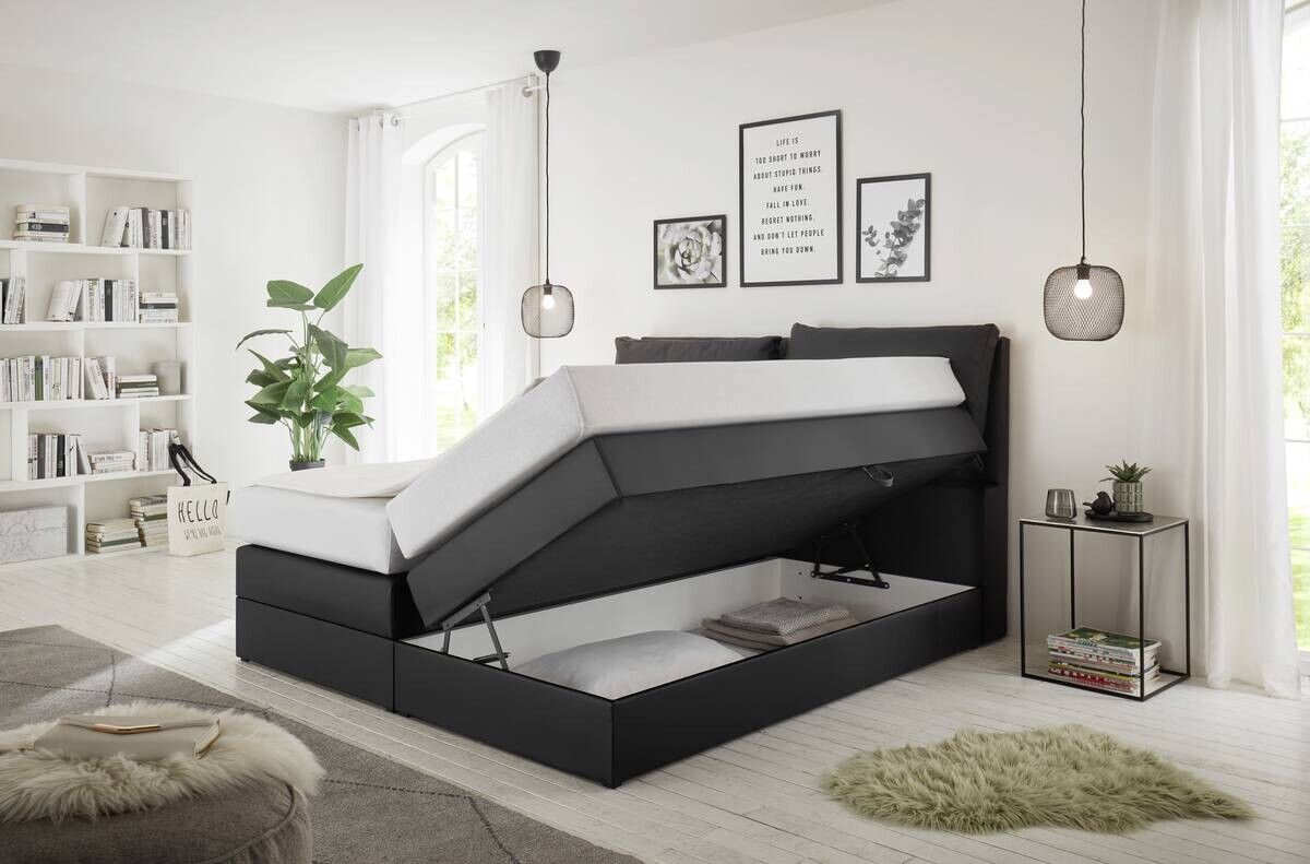 Boxspringbett Lissy schwarz Liegefläche B/L: ca. 180x200 cm