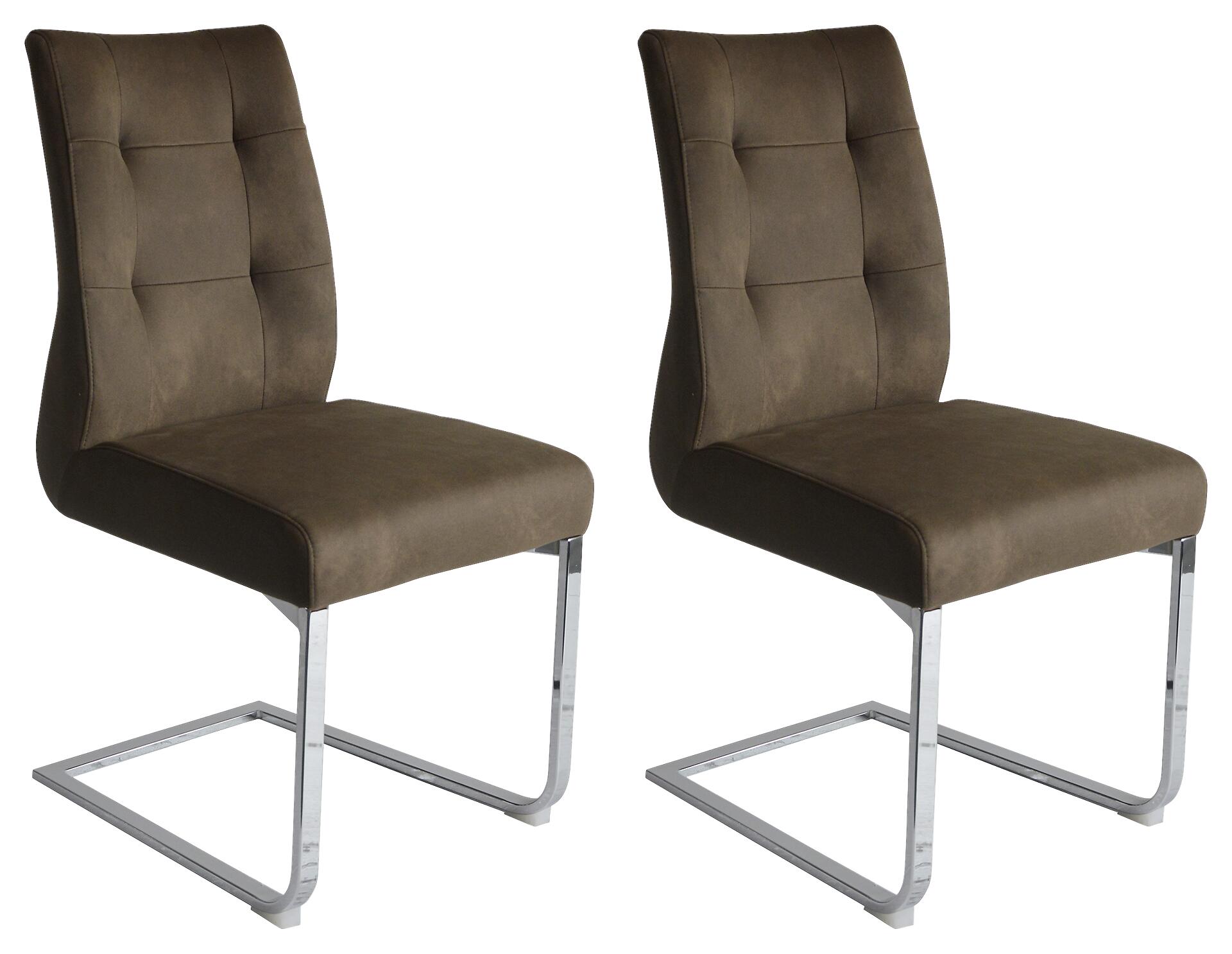 Schwingstuhl MARLEN-XXL  2er-Set dunkelbraun Vintage Chrom Stoff Metall B/H/T: ca. 72x96x80 cm