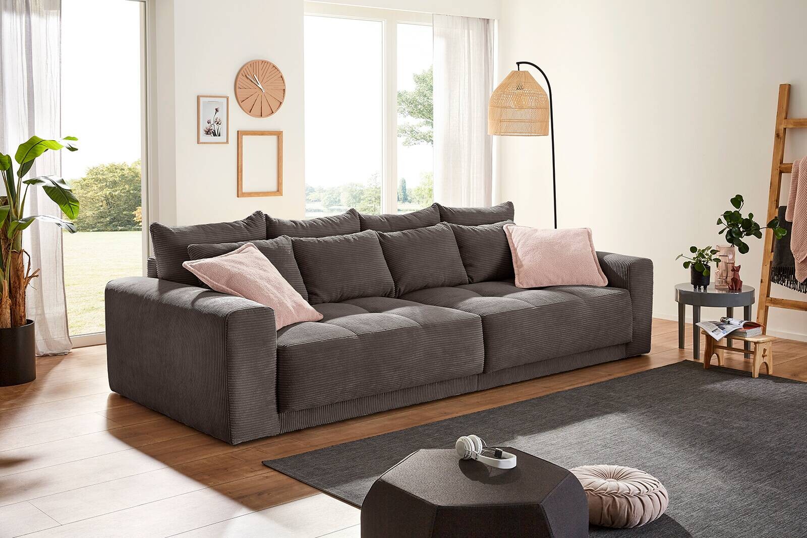 Big Sofa grau Microfaser B/H/T: ca. 298x80x135 cm