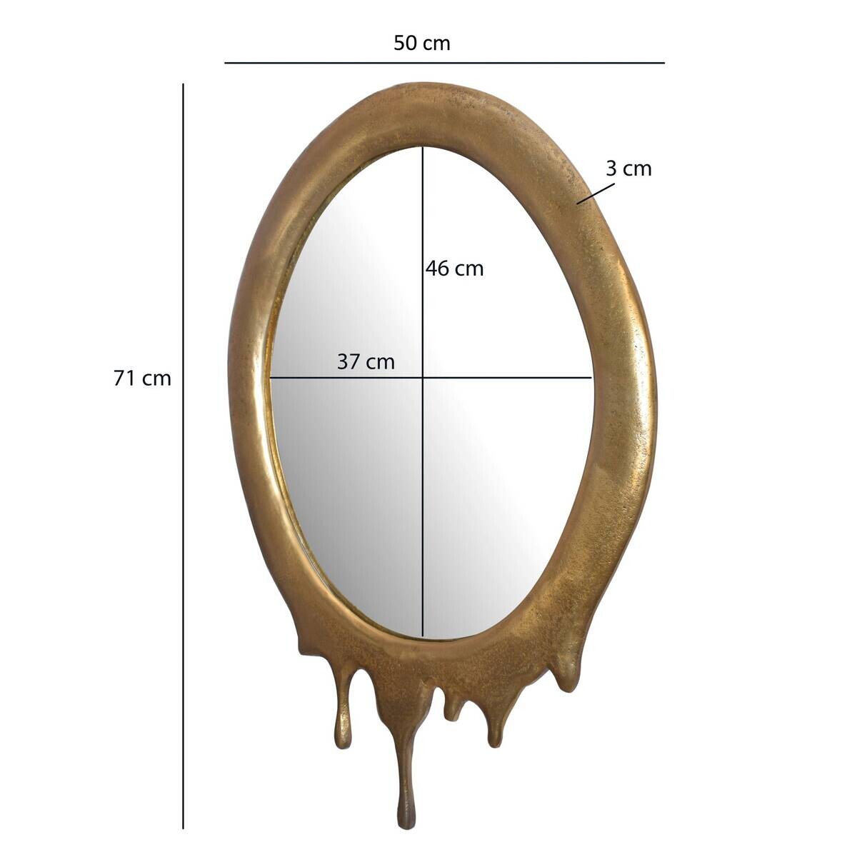 Wohnling Wandspiegel gold Metall B/H/T: ca. 50x71x3 cm