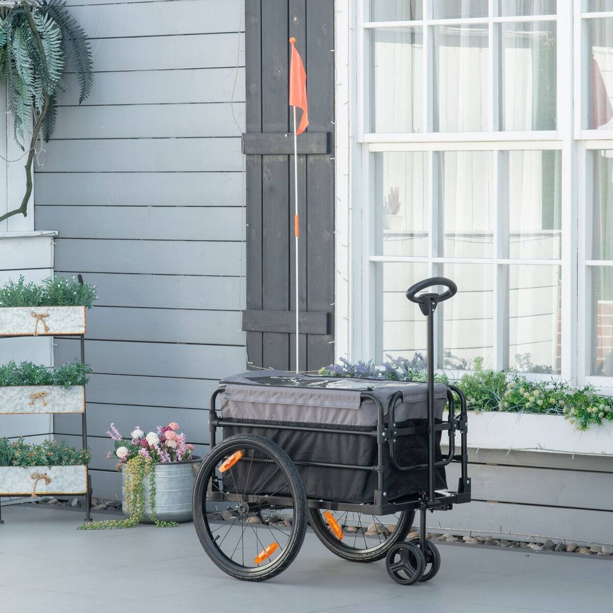 HOMCOM Fahrradanhänger grau grau B/H/L: ca. 64x130x103 cm