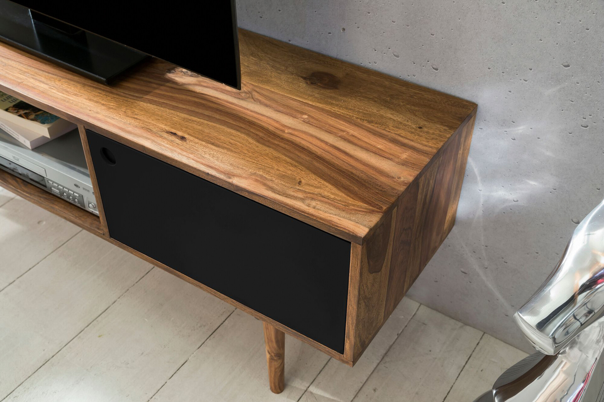 Lowboard natur schwarz B/H/T: ca. 140x45x35 cm