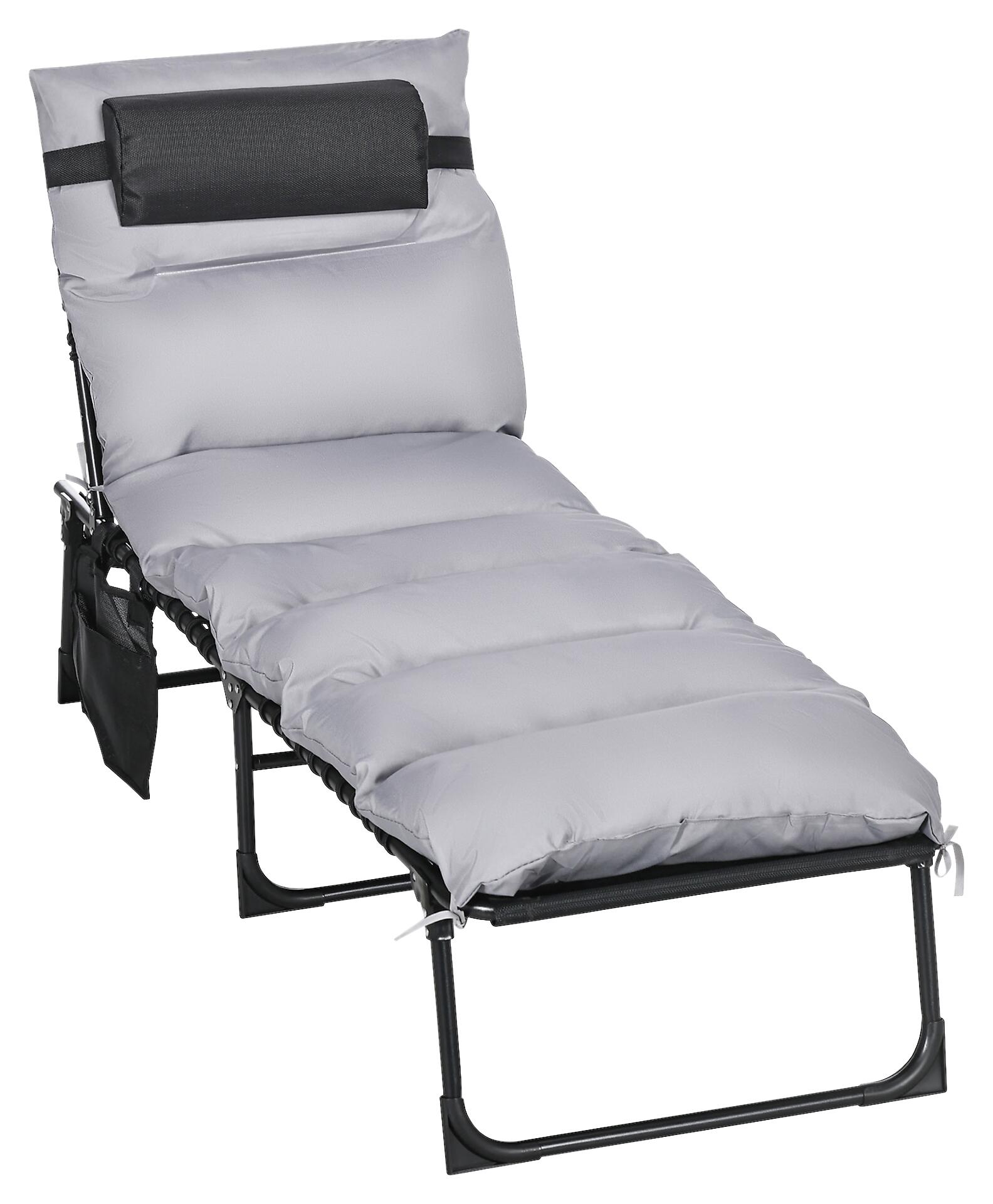 Outsunny Sonnenliege hellgrau Stahl B/H/L: ca. 189x32,5x58 cm