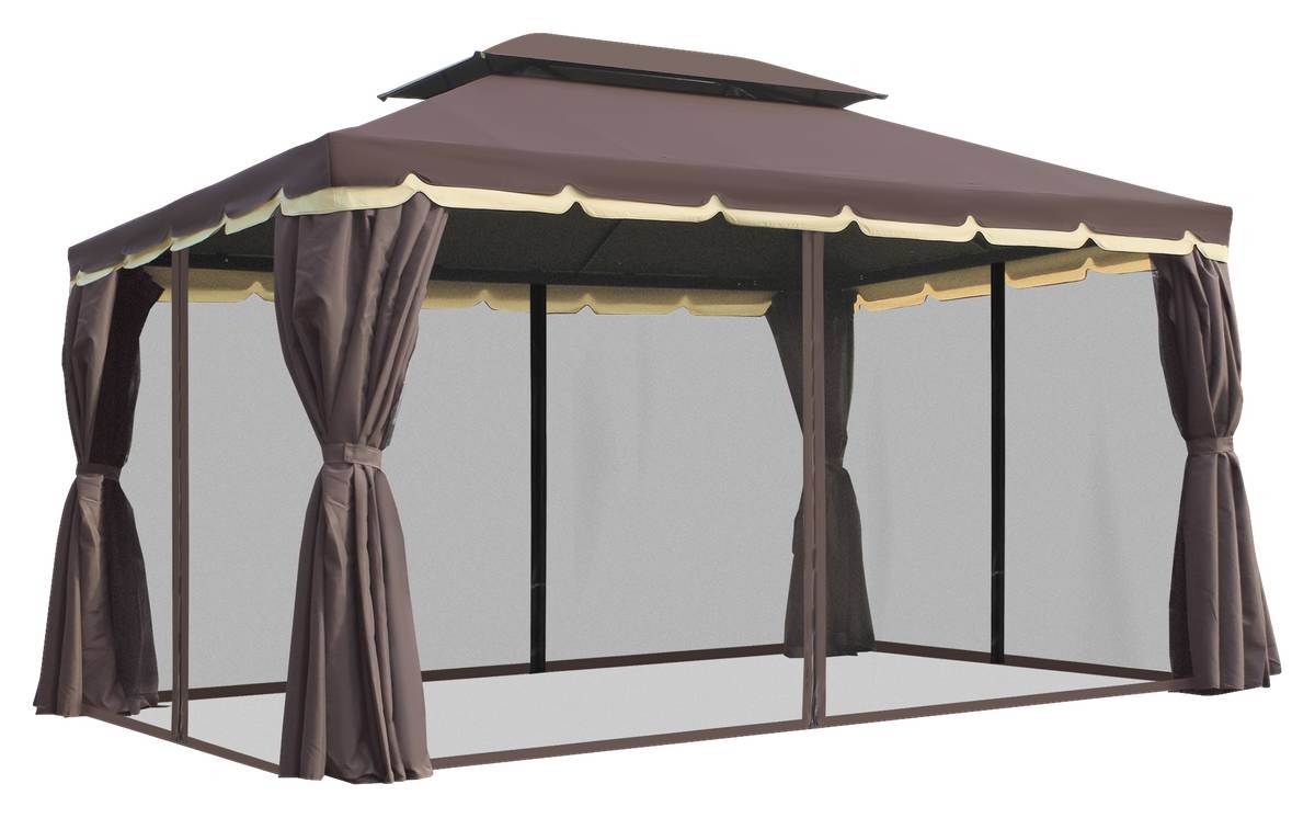 Outsunny Pavillon kaffee Aluminium B/H/L: ca. 290x280x390 cm