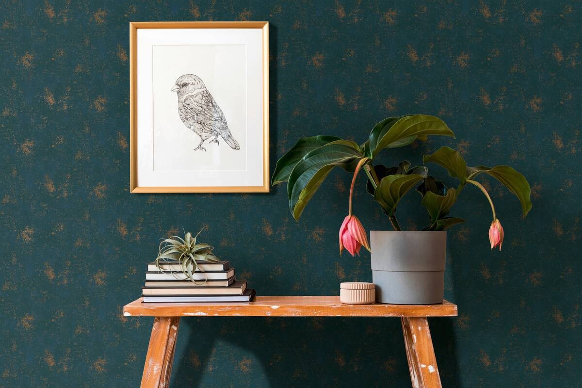 Vliestapete Struktur petrol B/L: ca. 53x1005 cm