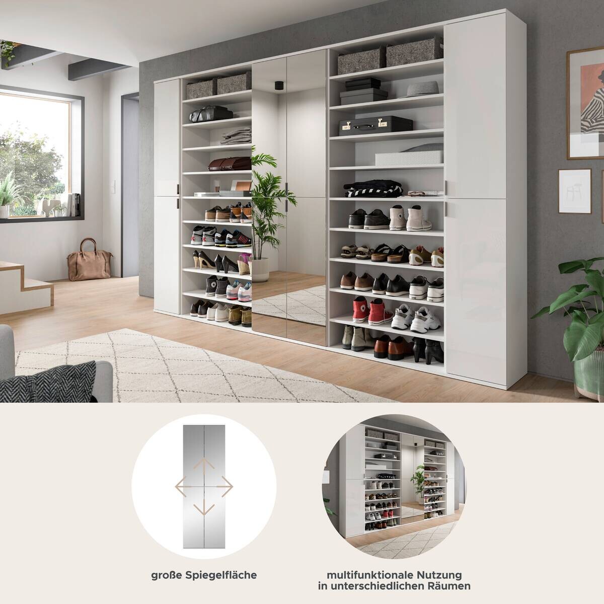 Garderobe PROJEKT X weiß weiß Hochglanz B/H/T: ca. 262x191x37 cm