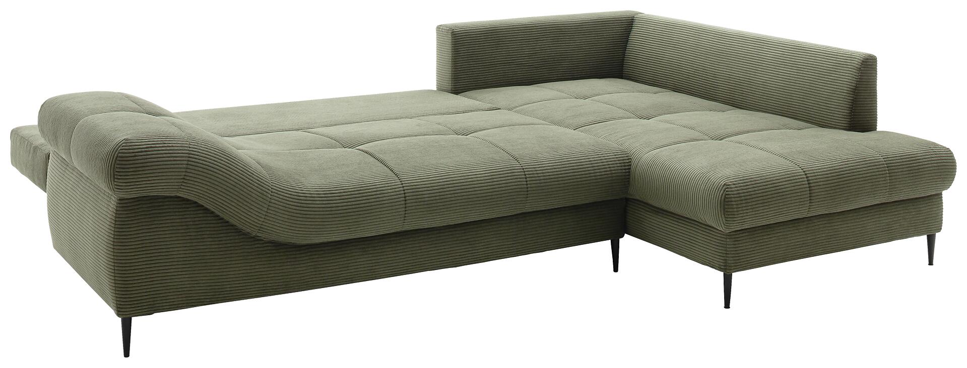 Ecksofa mit Bettfunktion und Bettkasten grün Microfaser B/H/T: ca. 299x92x205 cm