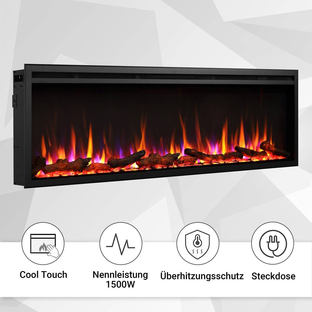 Balderia Elektrischer-Kamin Atlanta EF288B schwarz B/H/L: ca. 14,7x48x152,4 cm