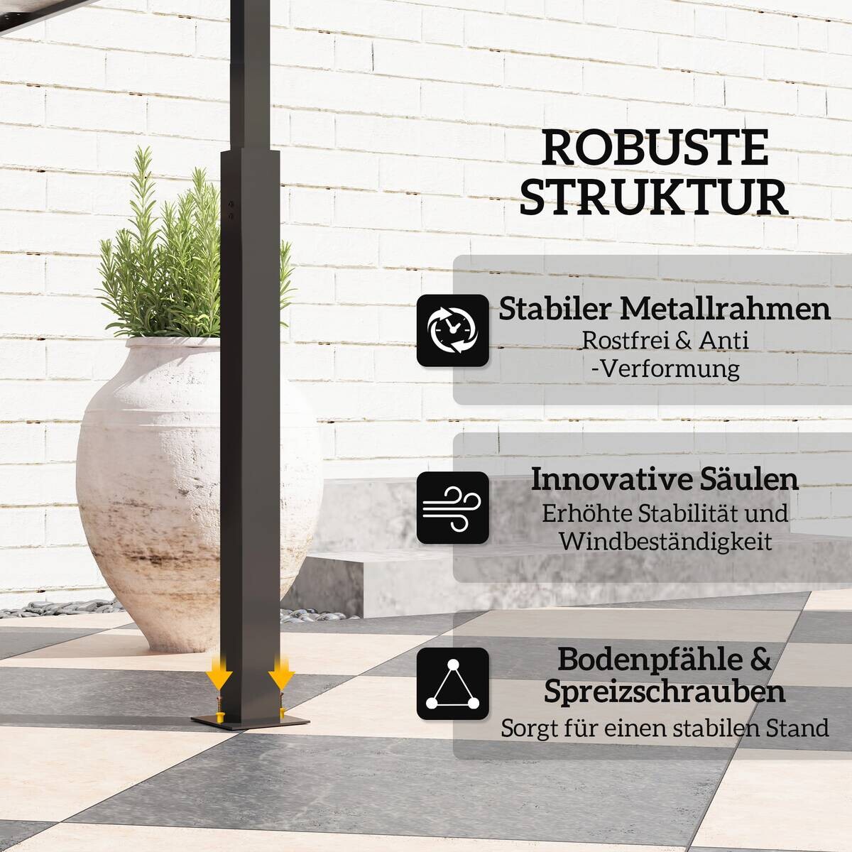 Outsunny Grillpavillon dunkelgrau Polyester B/H/L: ca. 148x248x243 cm