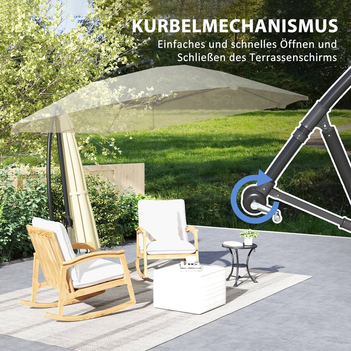 Outsunny Ampelschirm beige Polyester B/H/L: ca. 260x245x304 cm