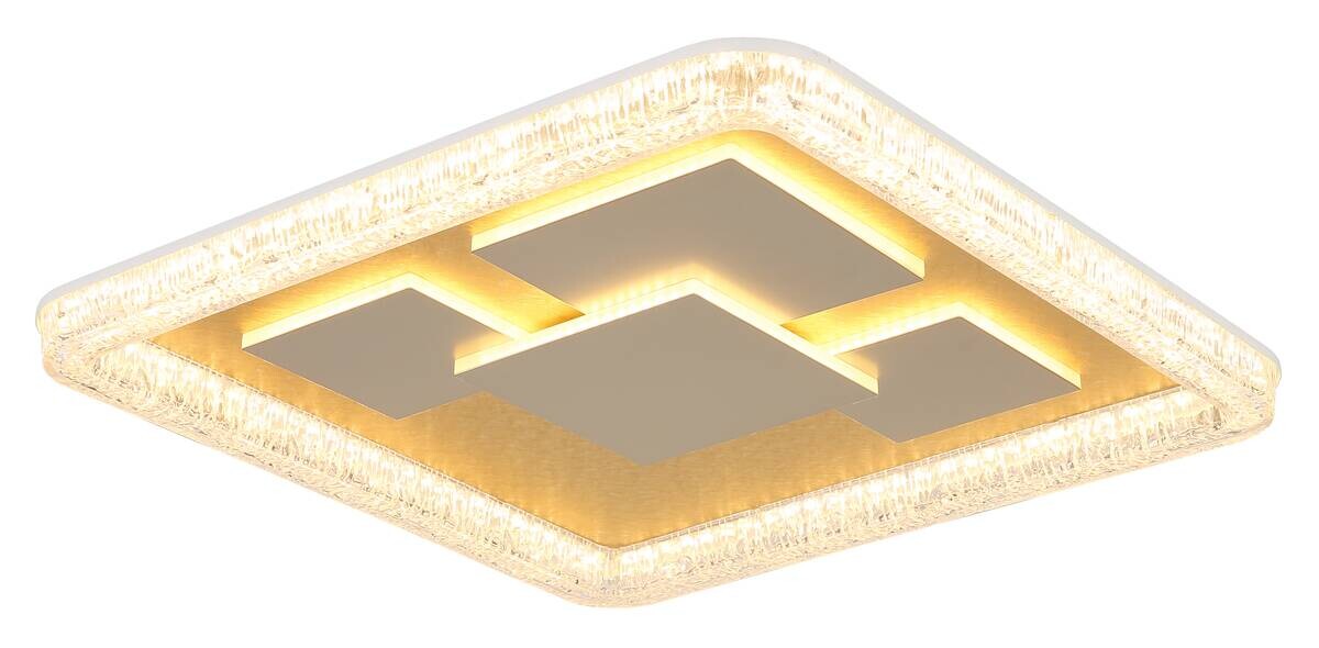 GLOBO LED-Deckenleuchte gold klar weiß Metall Kunststoff B/H/L: ca. 48,8x7x48,8 cm 1 Brennstellen