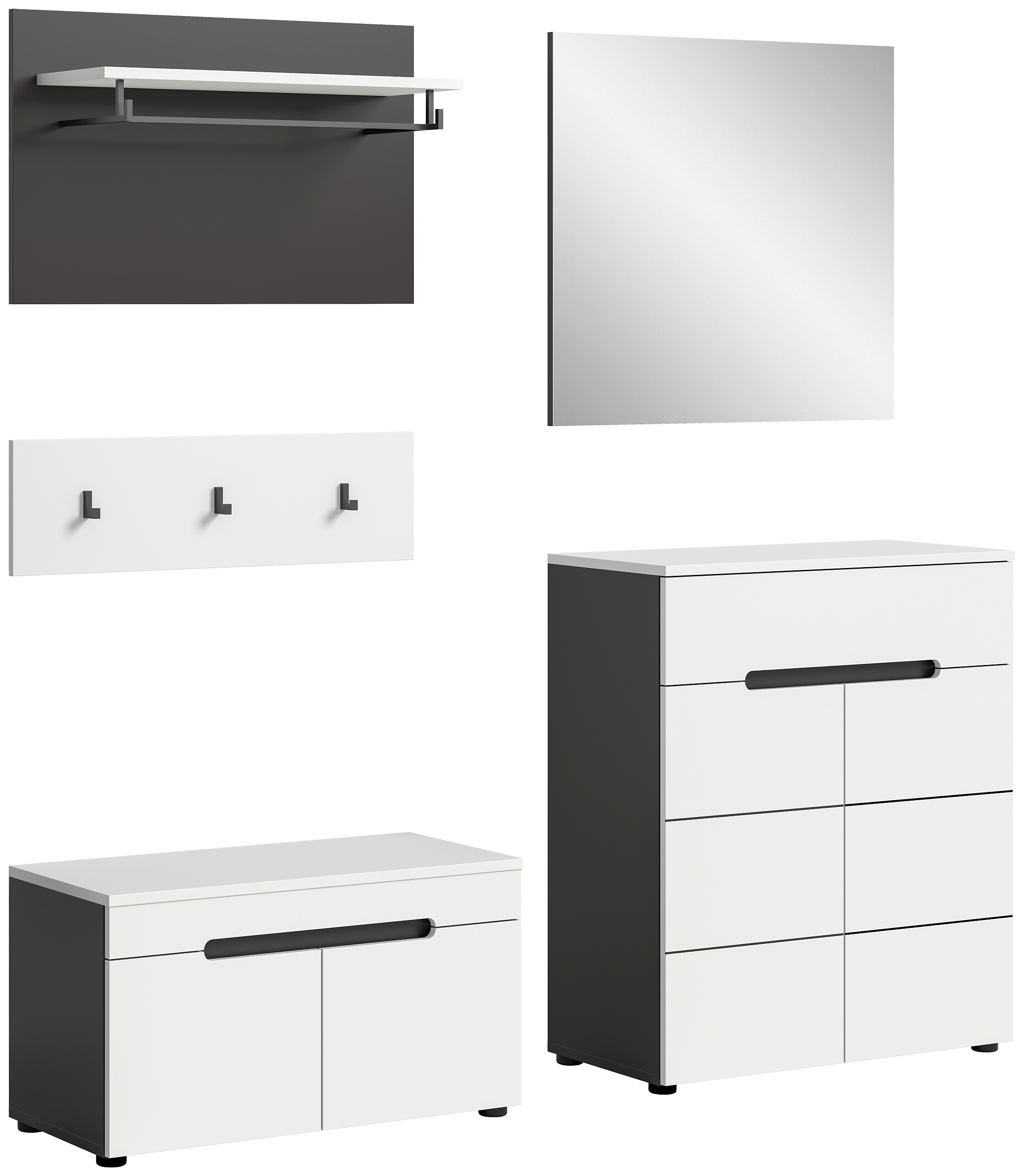 Garderobe Canu basaltgrau Nachbildung weiß B/H/T: ca. 175x190x37 cm