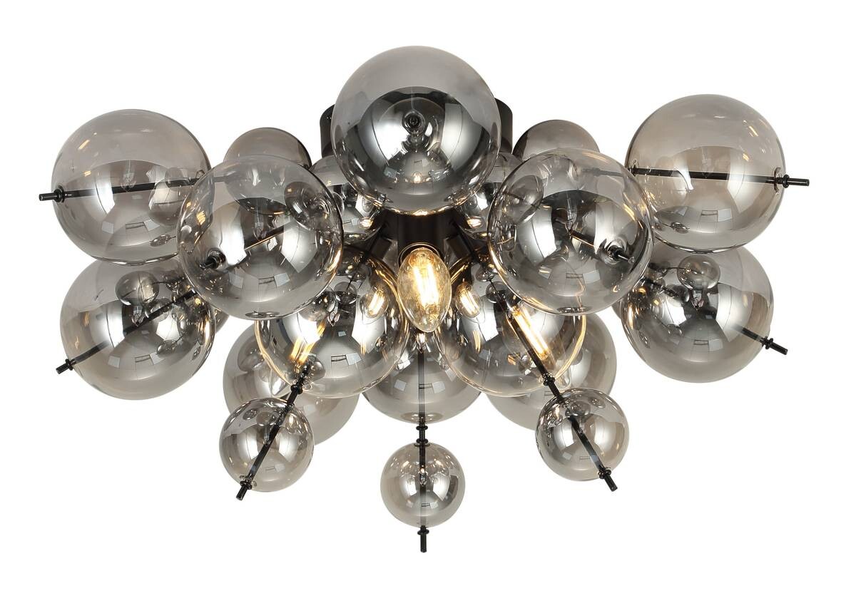 GLOBO Deckenleuchte Udo mattschwarz Metall Glas H/D: ca. 28x55 cm 3 Brennstellen